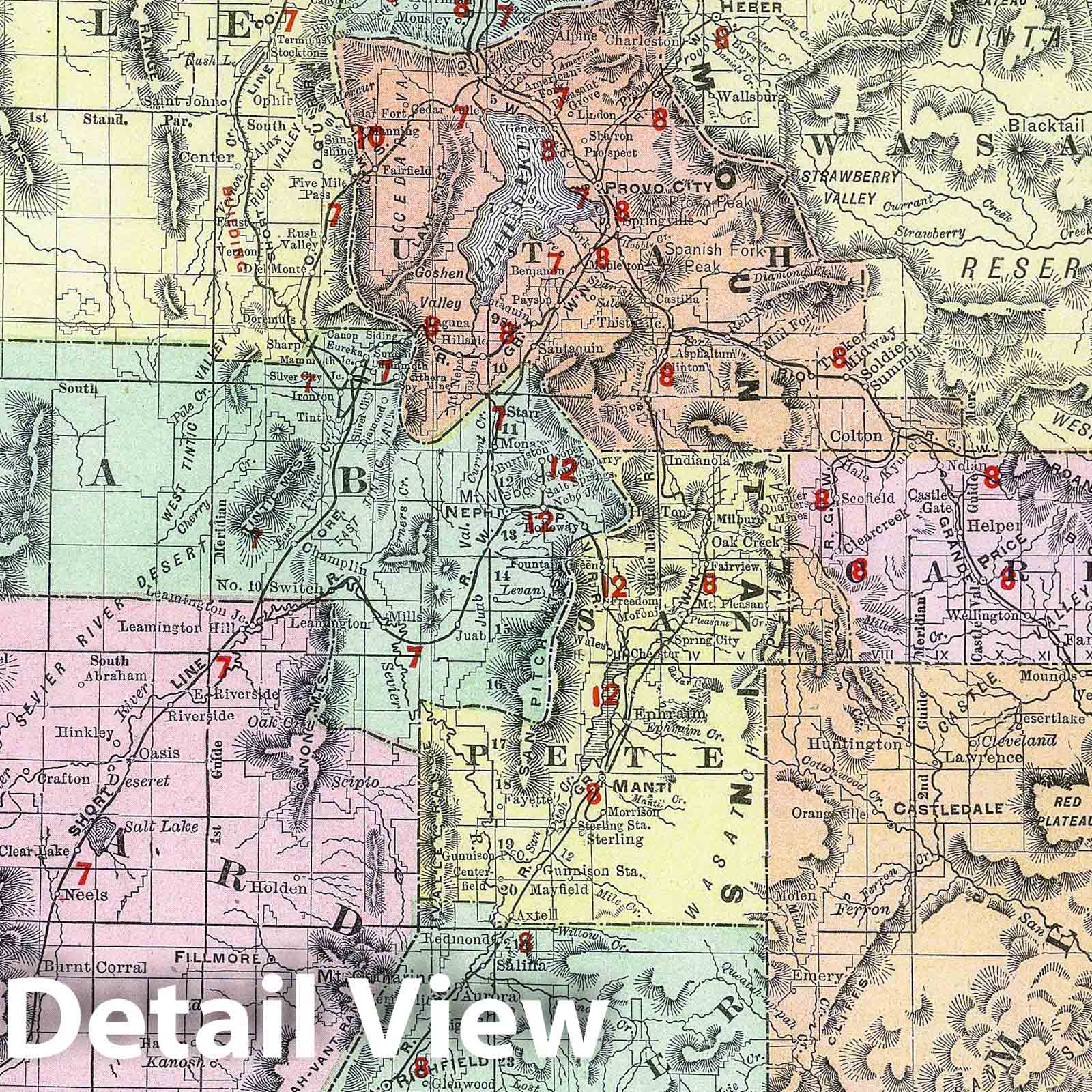 Utah - Railroad Map, 1903 - Historical Railroad Map Print