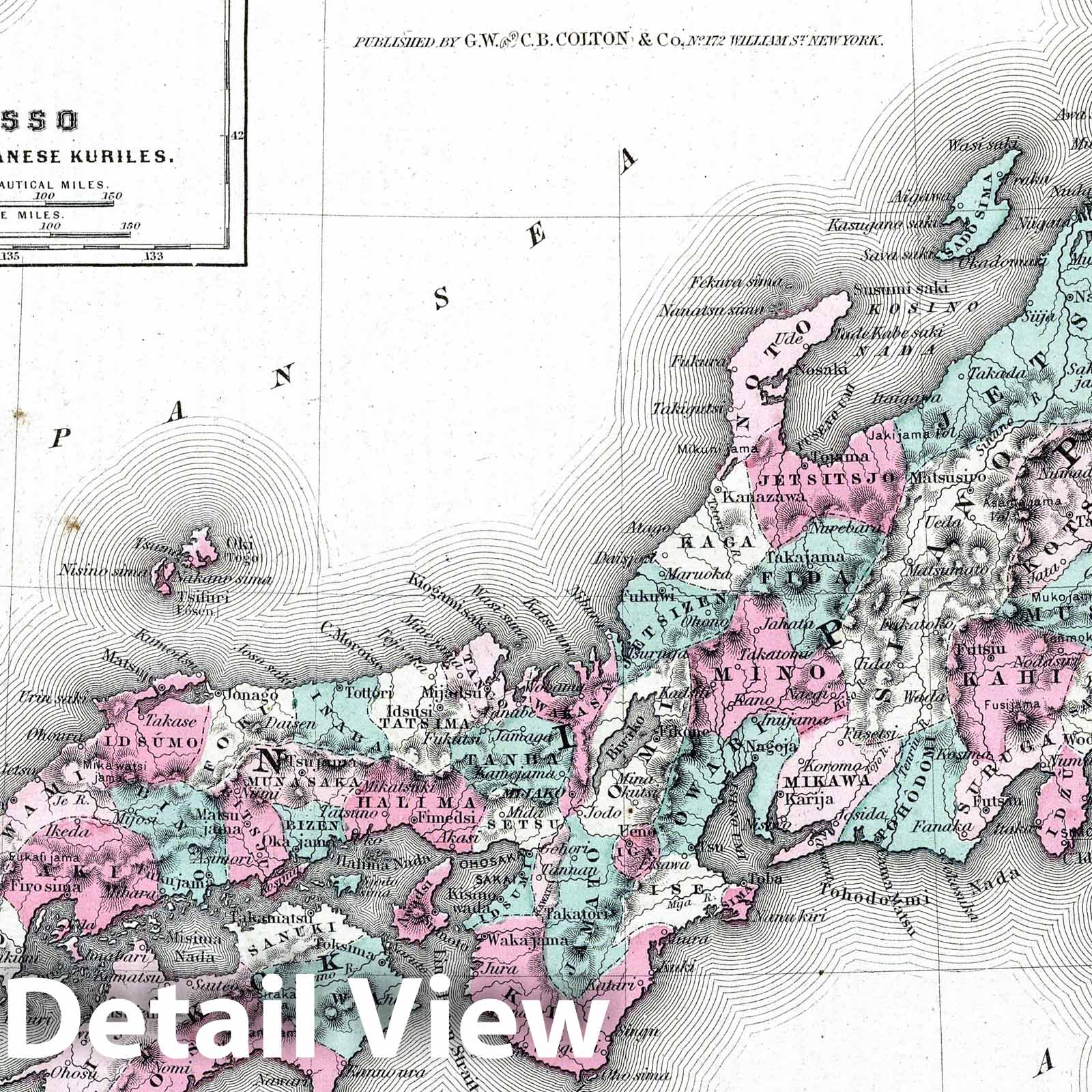 Japan with Hokkaido, Shikoku, and Japanese Kuriles, 1869 - Historical Map Print