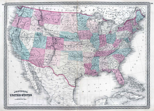 Historic Map : 1870 United States : Vintage Wall Art