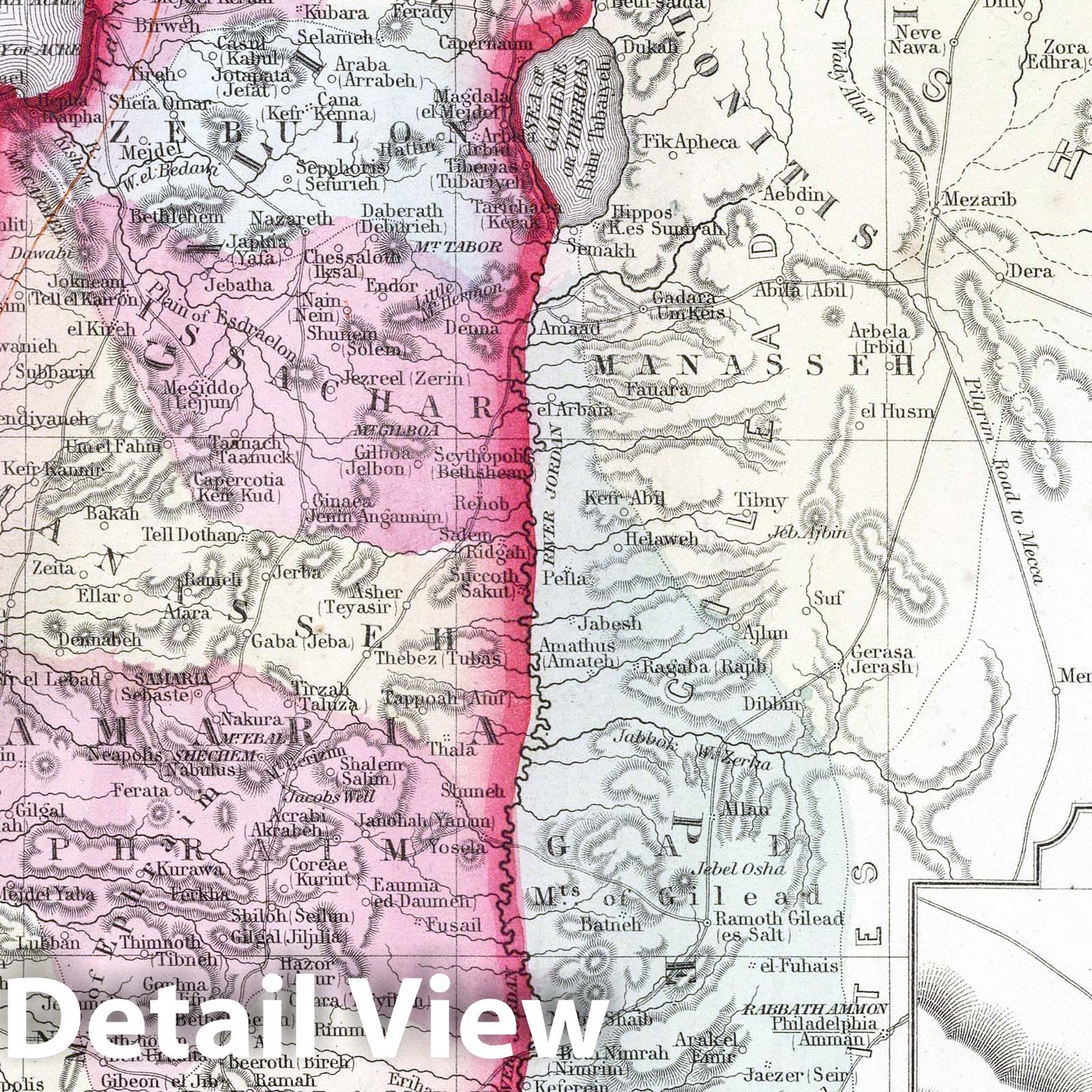Palestine with Modern Jerusalem, 1865 - Historical Map Print