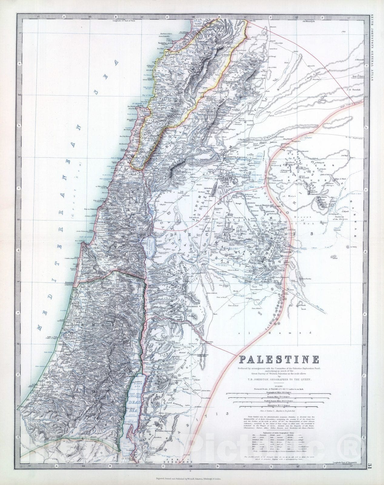 Historic Map : 1893 Palestine. - Vintage Wall Art