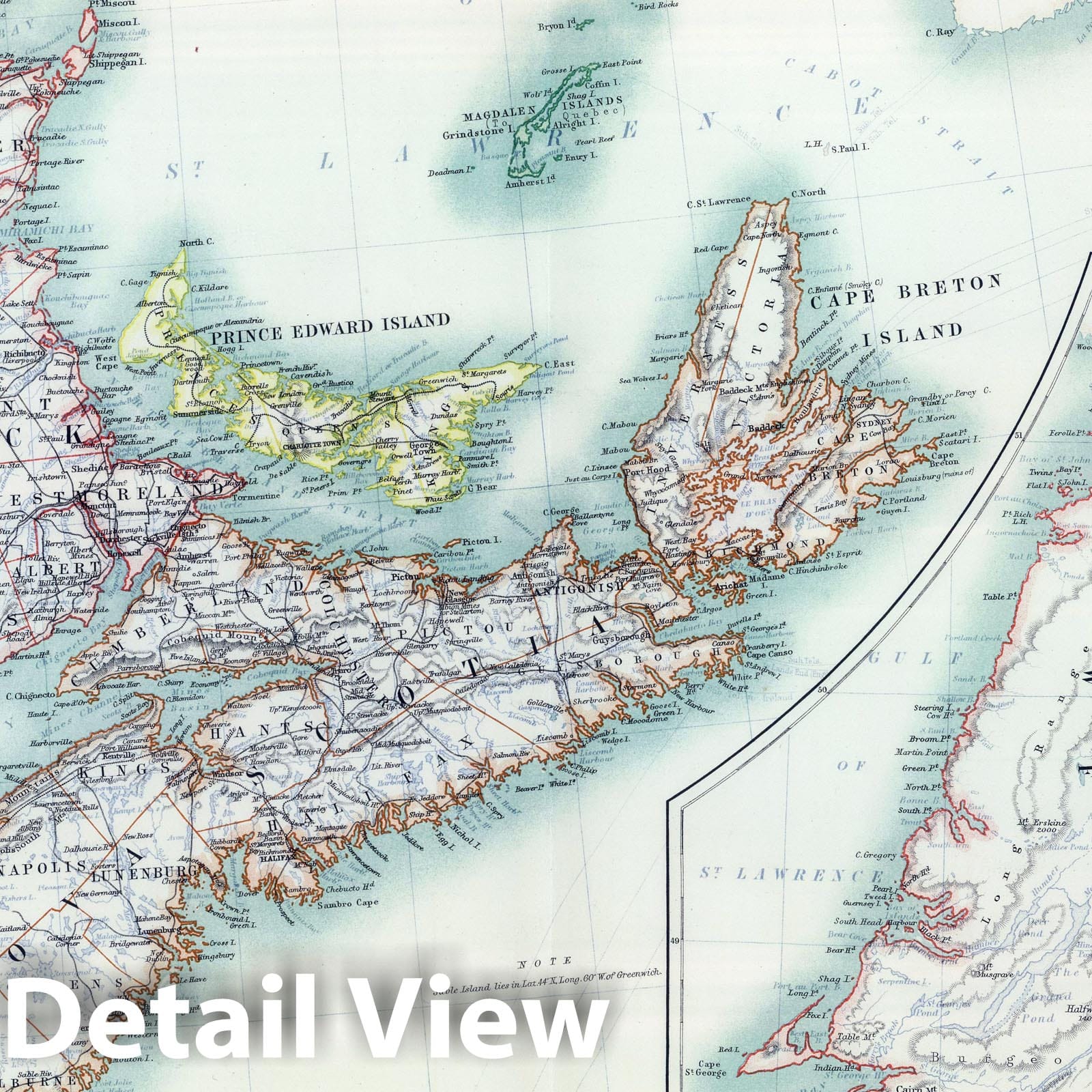 Eastern Canada - New Brunswick, Nova Scotia, Prince Edward Island, Newfoundland, 1893 Map Print