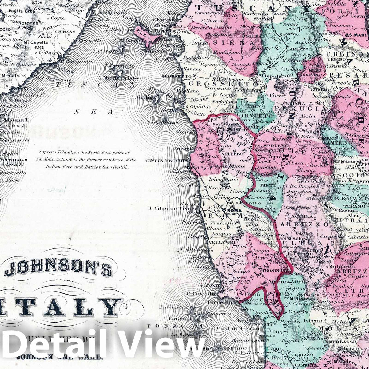 Venetia, Italy, Piedmont, Lombardy, Tuscany, the Marches, Umbria & Papal States - 1863 Historical Map Print