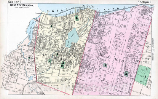 Historic Map : 1887 Section D. West New Brighton. (Staten Island, New York). - Vintage Wall Art