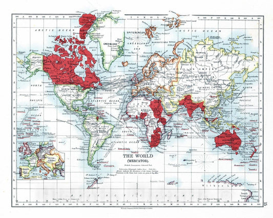 Historic Map : 1906 The World (Mercador). - Vintage Wall Art