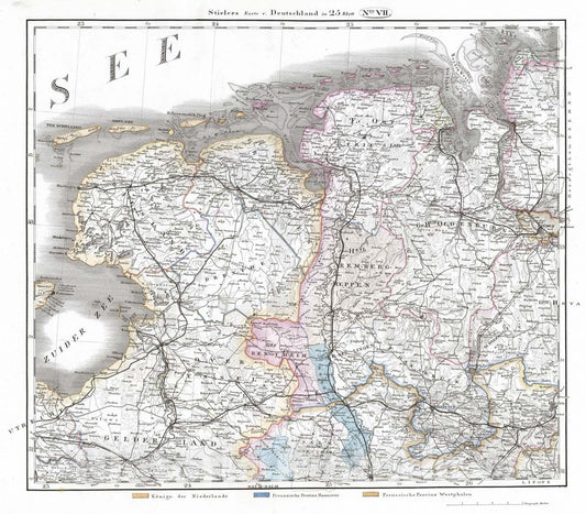 Historic Map : Germany, 1867 No. VII. Deutschland, Niederlande, Belgien, Schweiz. (Germany, Netherlands, Belgium, Switzerland). , Vintage Wall Art