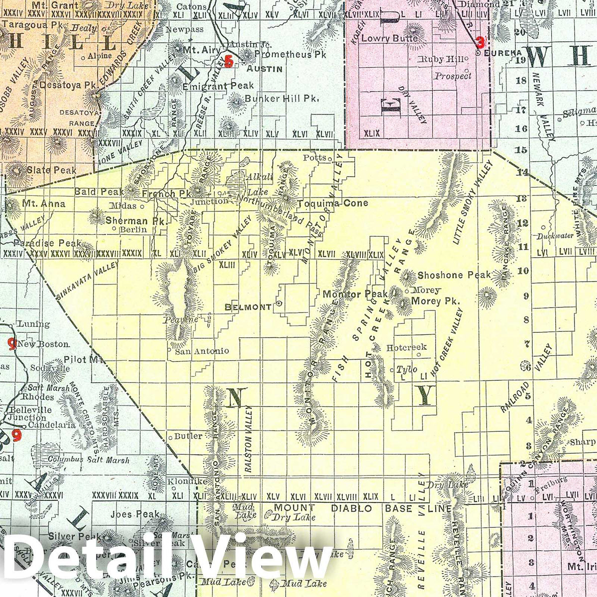 Nevada - Railroad Map, 1903 - Historical Map Print
