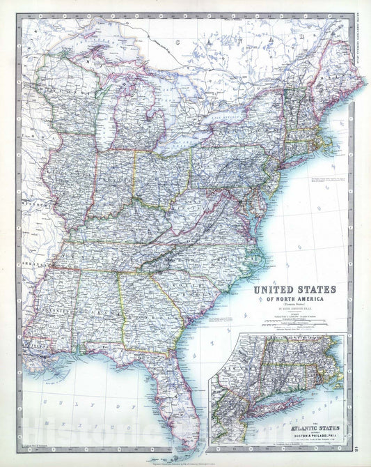 Historic Map : 1893 Eastern United States. - Vintage Wall Art
