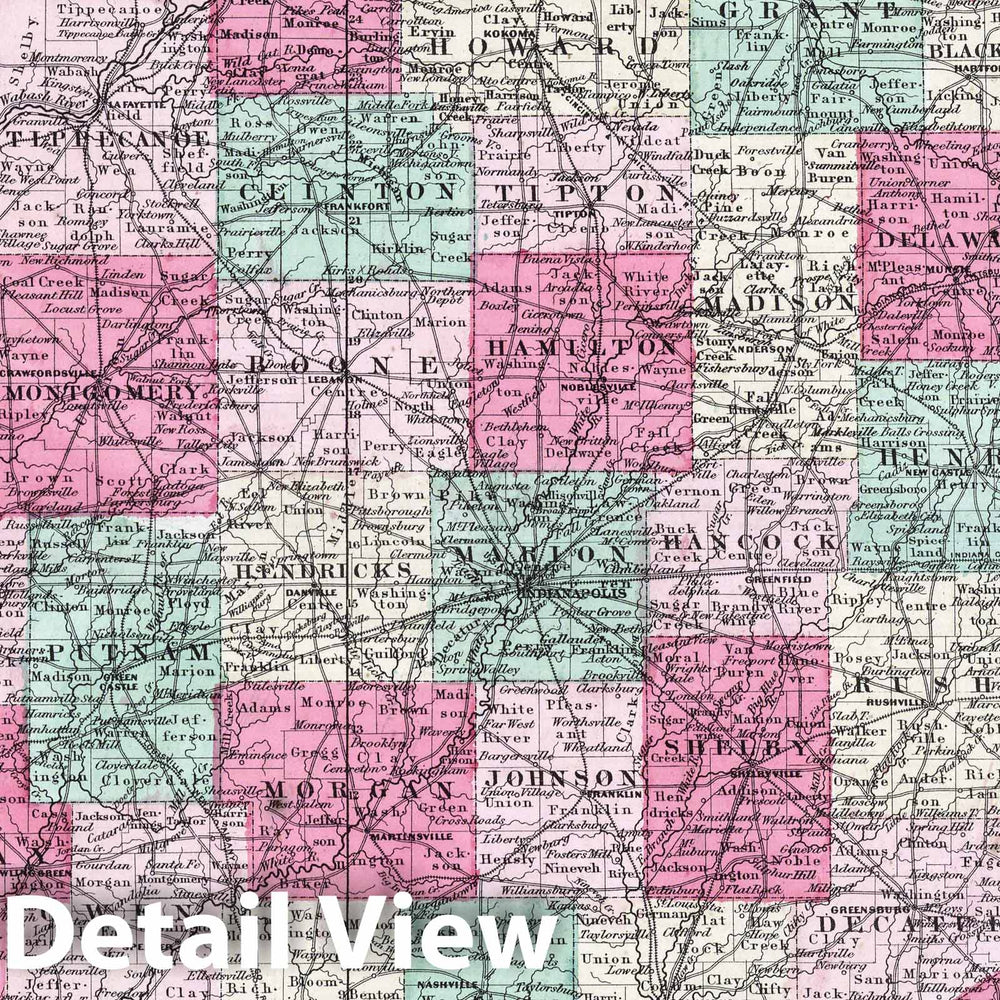 Historic Map : 1864 Indiana. - Vintage Wall Art