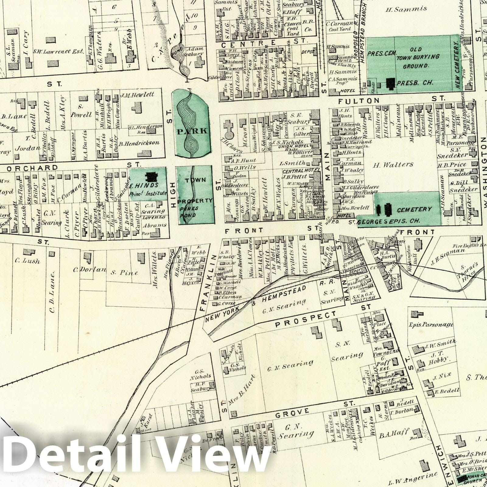 Hempstead Township, Queens County, New York - Property Map, 1873 - Historical Atlas Print