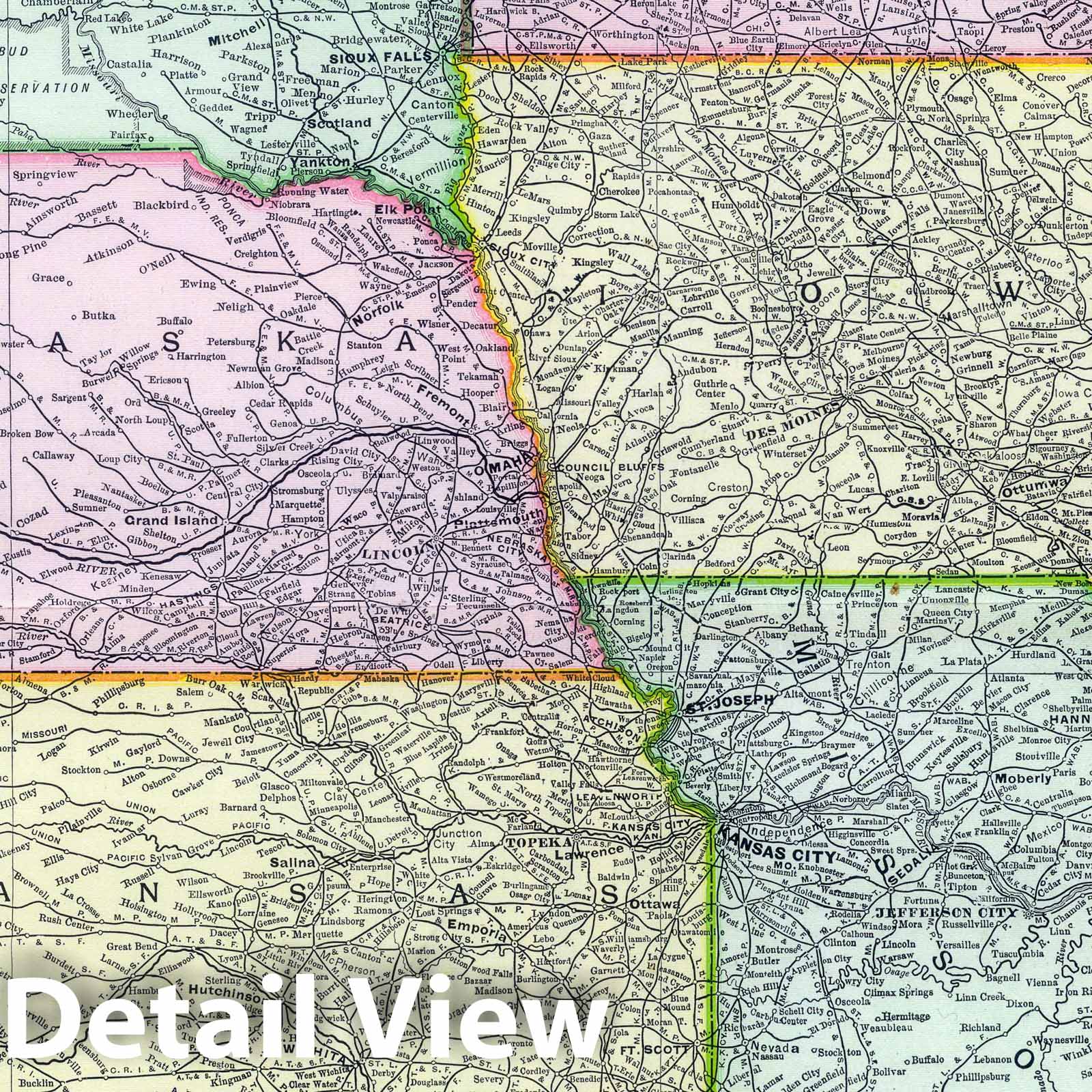 Chicago to Denver - Railroad Map, 1903