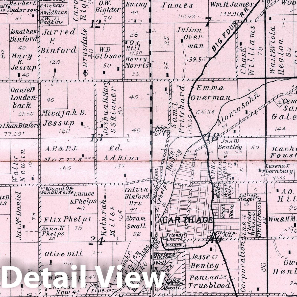 Ripley Township, Rush County, Indiana - Property Map, 1908