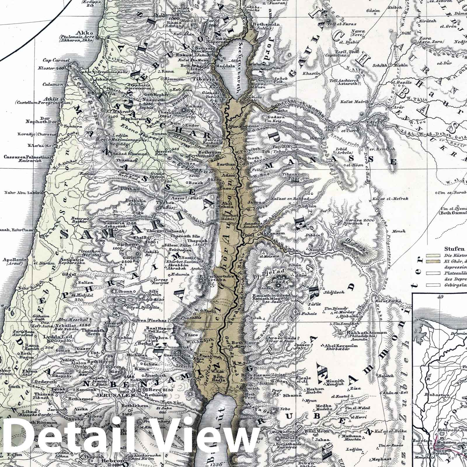 Palestine - Plate No. 42b, 1866 - Stieler's Hand Atlas Historical Map Print