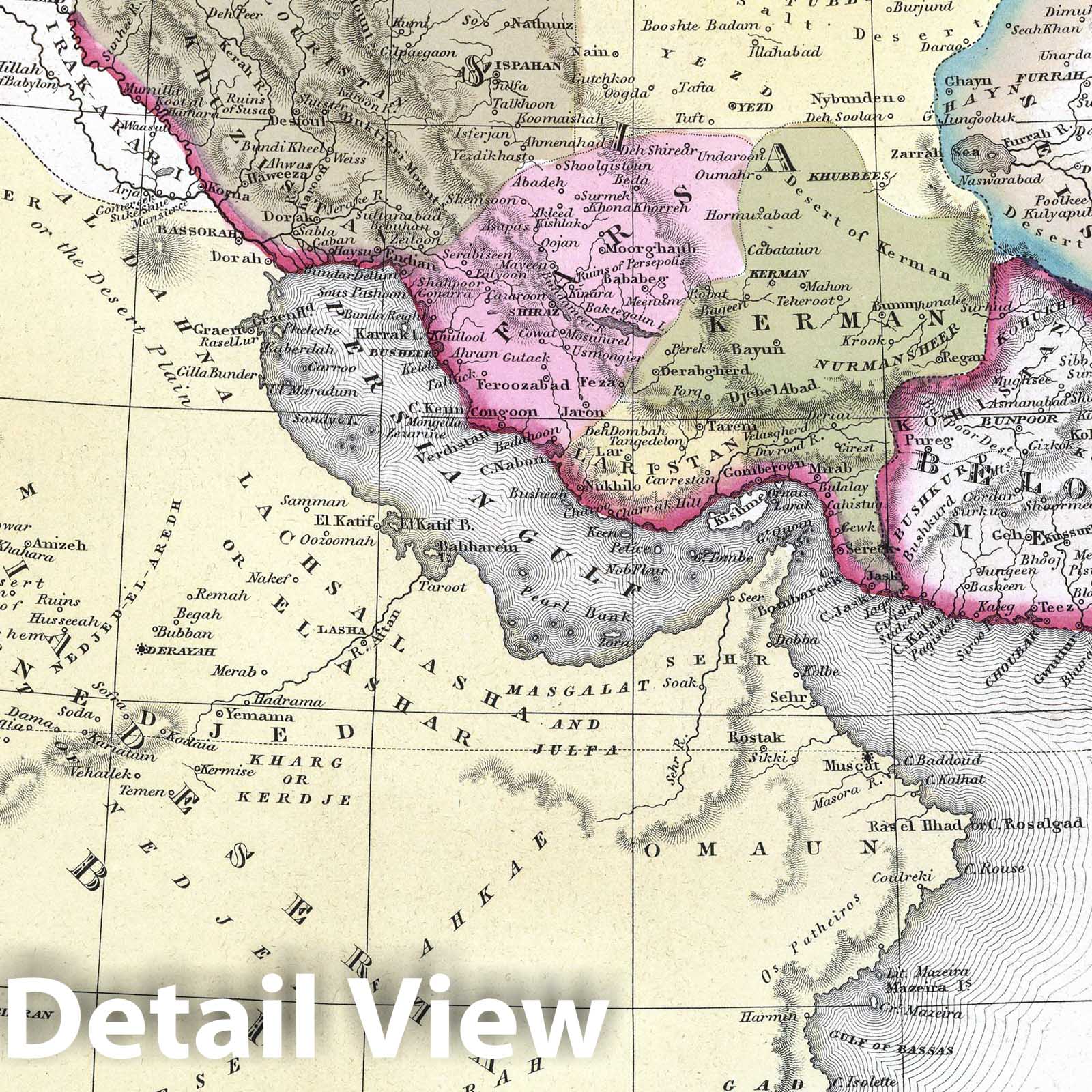 Persia and Arabia - Nautical Chart, 1849 - Historical Map Print