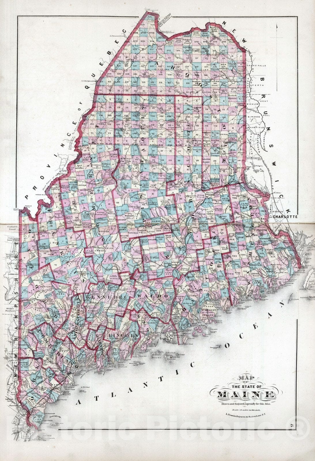 Historic Map : 1873 State of Maine. - Vintage Wall Art