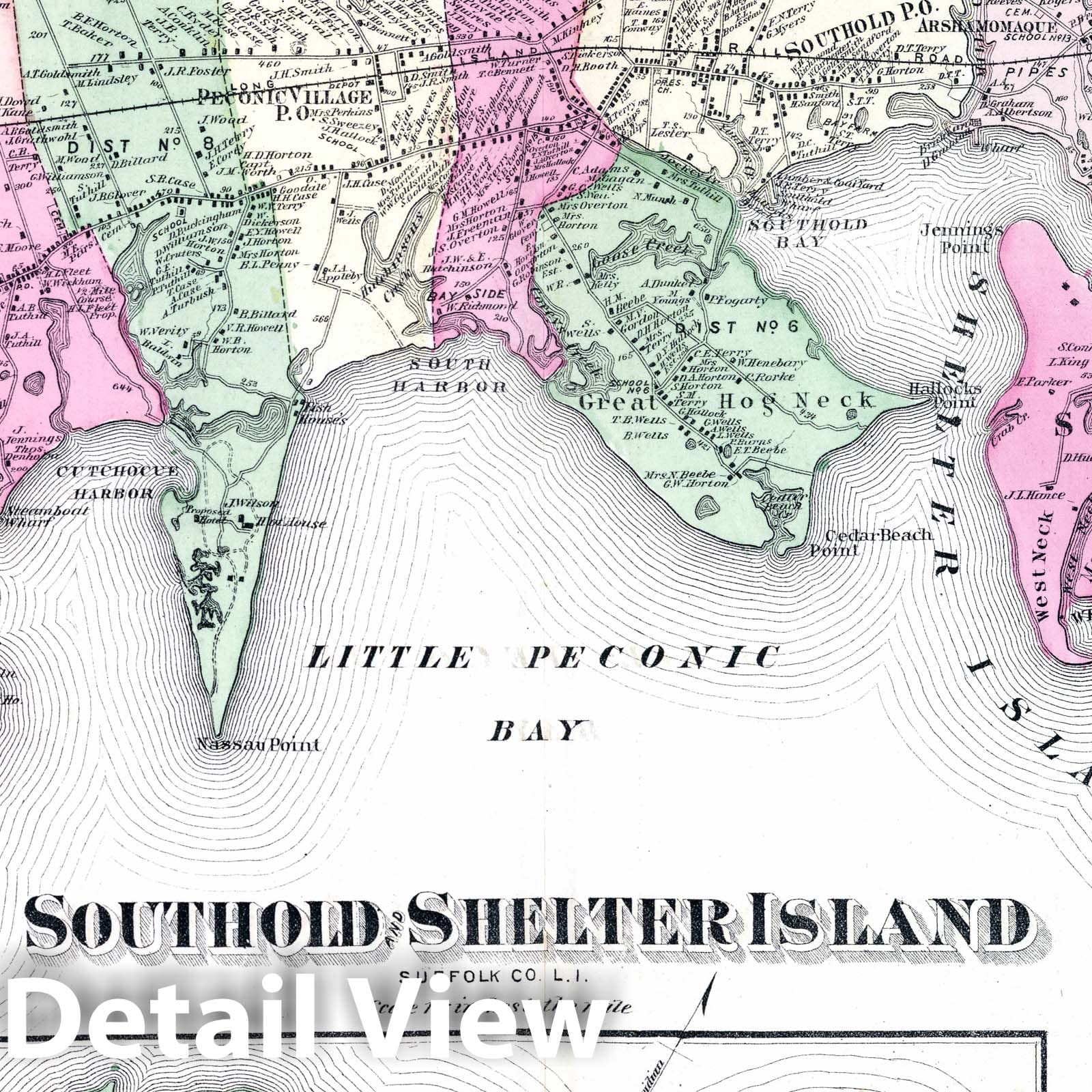 Southold and Shelter Island, Long Island - Property Map, 1873
