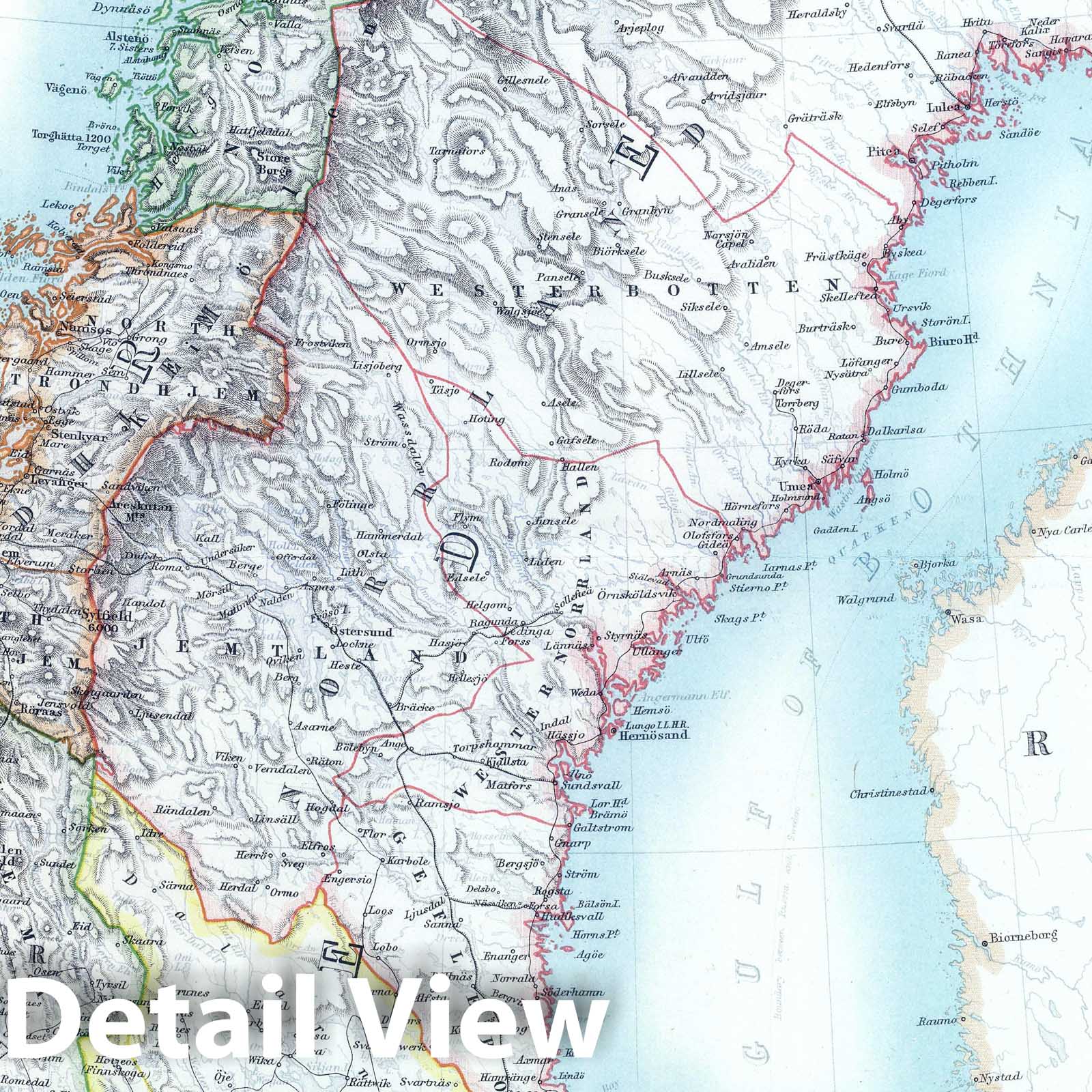 Sweden and Norway with Stockholm - 1893 Nautical Chart Print