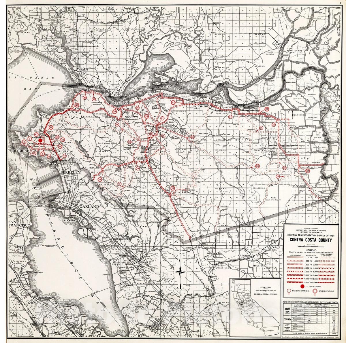 Historic Map : 1935 Contra Costa County. - Vintage Wall Art