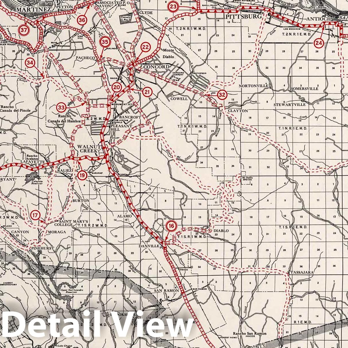 Contra Costa County, California - Road Map, 1935