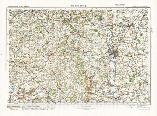 Historic Map : National Atlas - 1915 Sheet 81. Worcester. - Vintage Wall Art