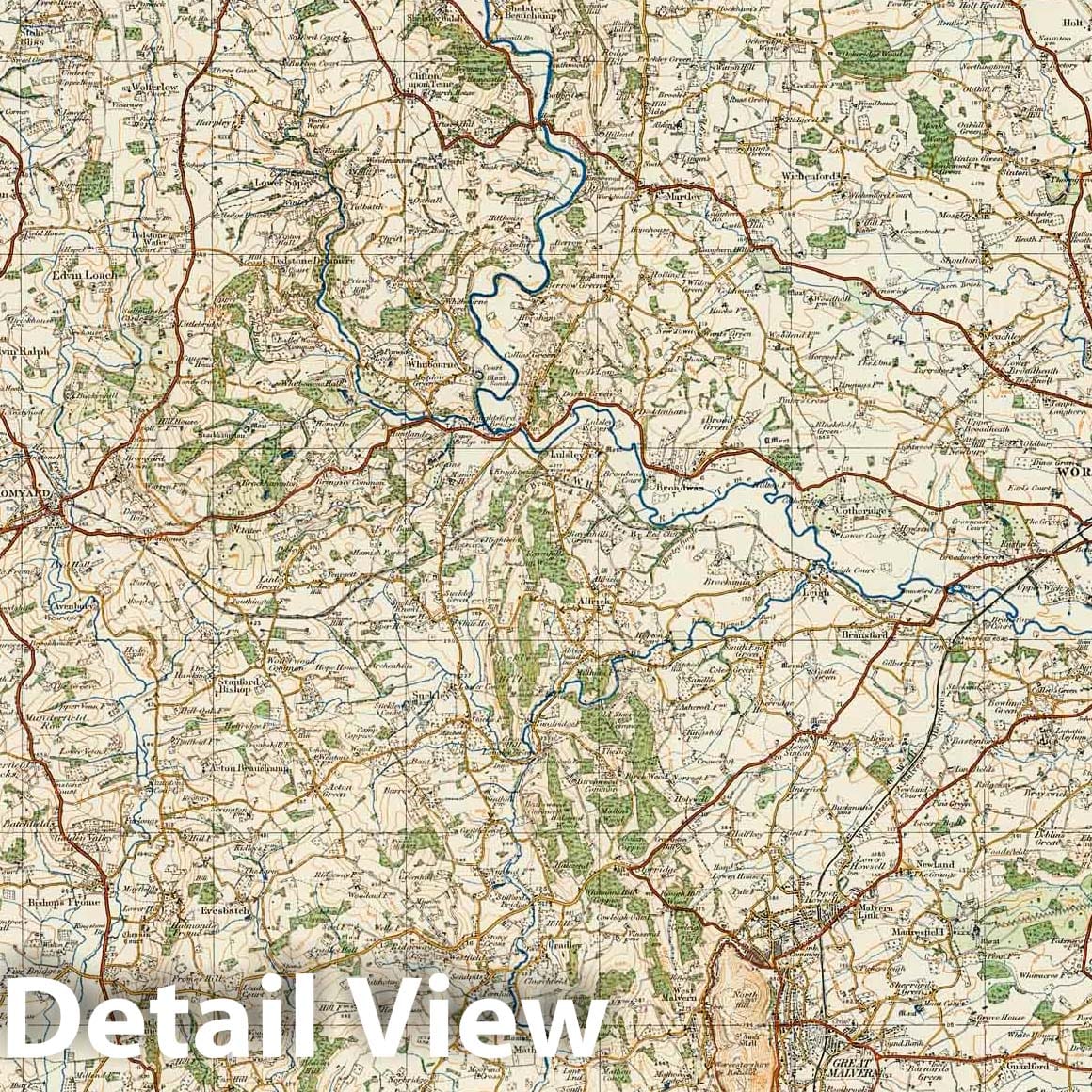 Worcester, England - Survey Map, 1915 - Ordnance Survey Historical Print