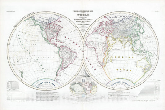Historic Map : 1850 Hydrographical Map of the World : Vintage Wall Art