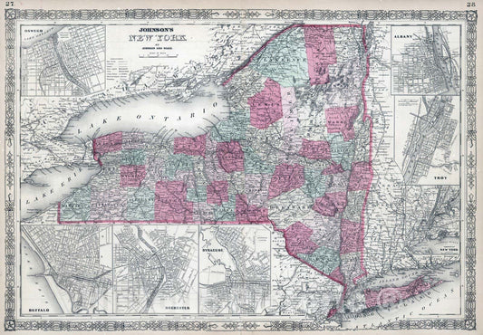 Historic Map : 1864 New York (state) - Vintage Wall Art