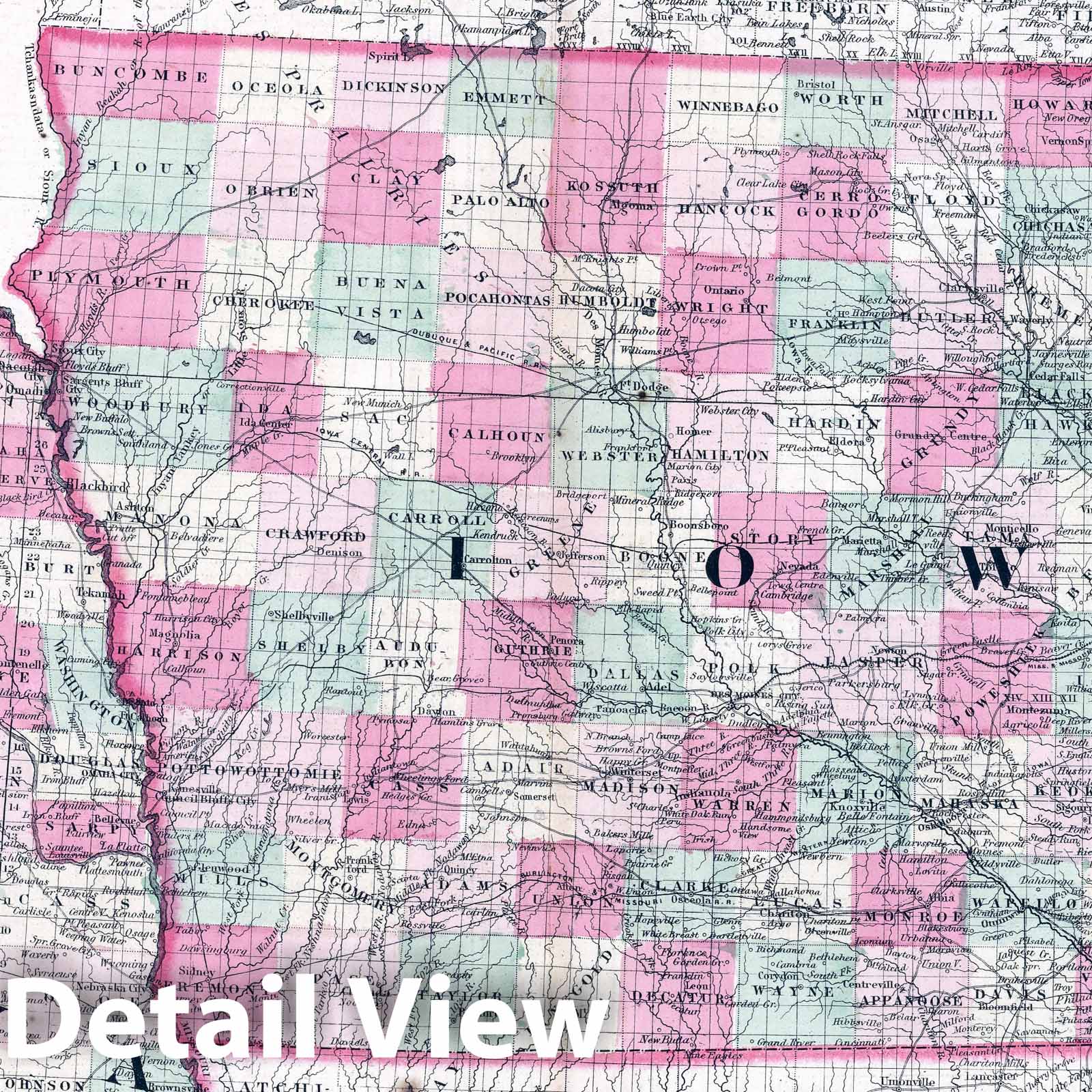 Iowa and Nebraska - Railroad Map, 1864 - Johnson's Family Atlas