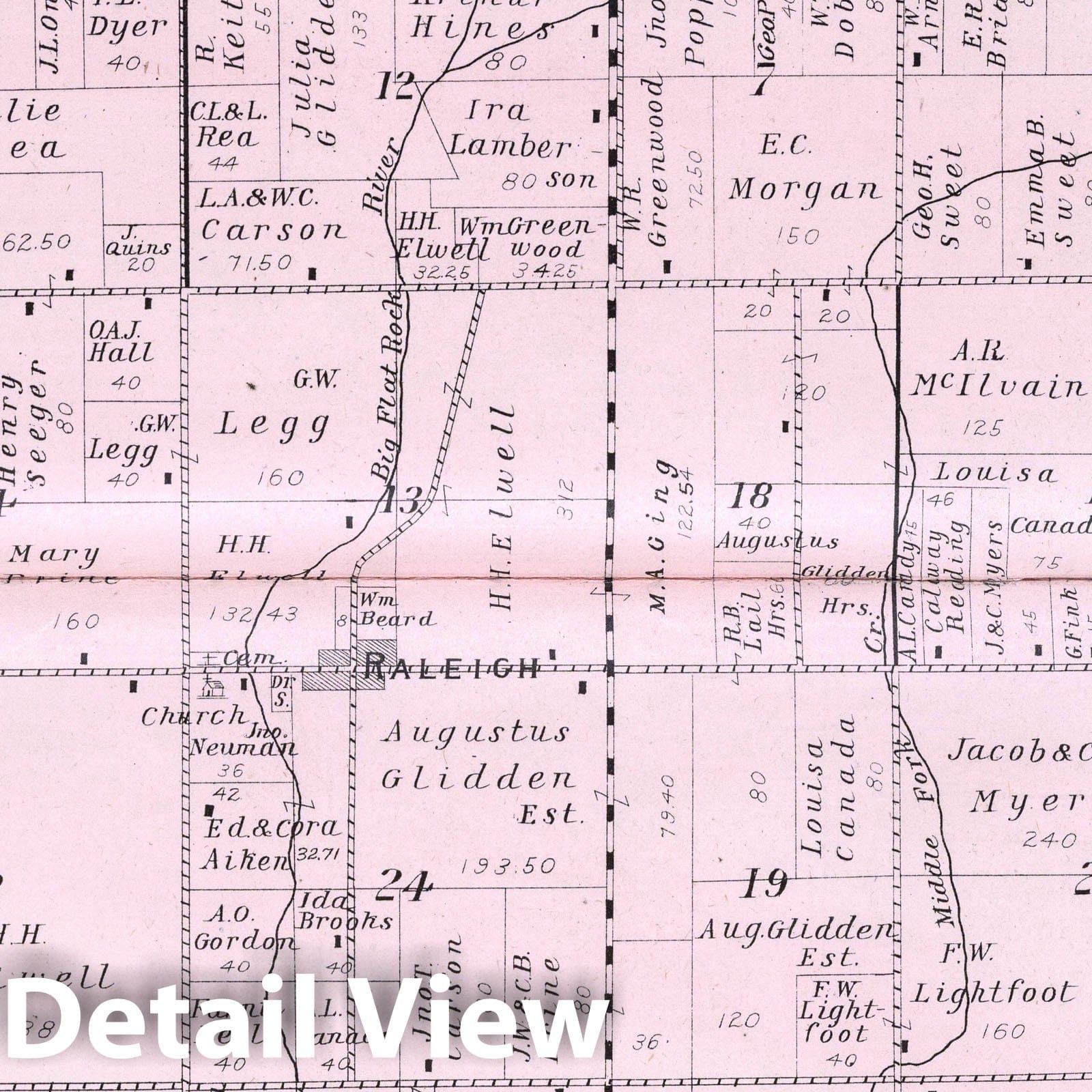 Historic Map : 1908 Washington Township, Rush County, Indiana. - Vintage Wall Art