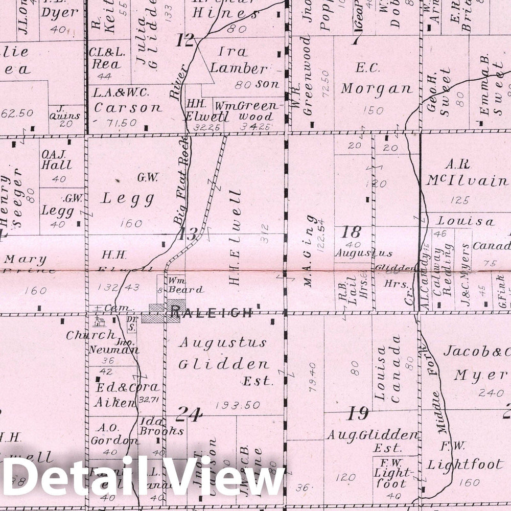 Historic Map : 1908 Washington Township, Rush County, Indiana. - Vintage Wall Art