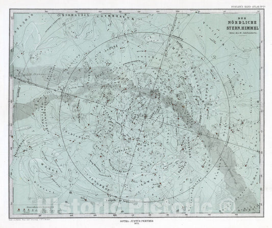 Historic Wall Map : 1874 Der Nordliche Stern. Himmel. (Stars in the Northern Sky). - Vintage Wall Art
