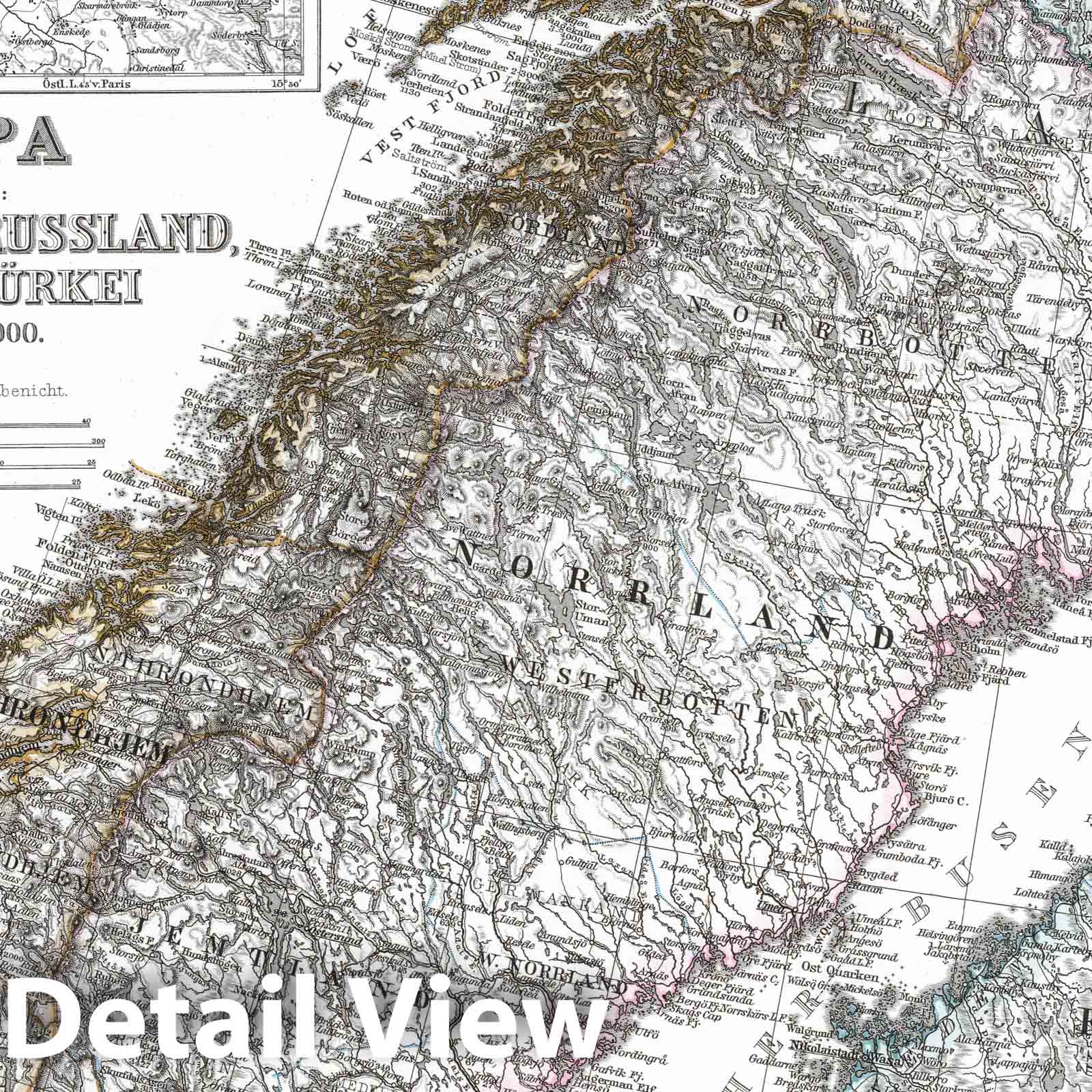 Eastern Europe: Norway, Sweden, and Russia, 1866 – Historical Map Print