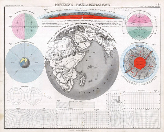 Historic Map : 1838 Notions Preliminaires. - Vintage Wall Art