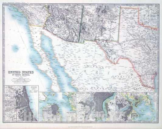 Historic Map : 1912 United States of North America (South West Sheet). - Vintage Wall Art