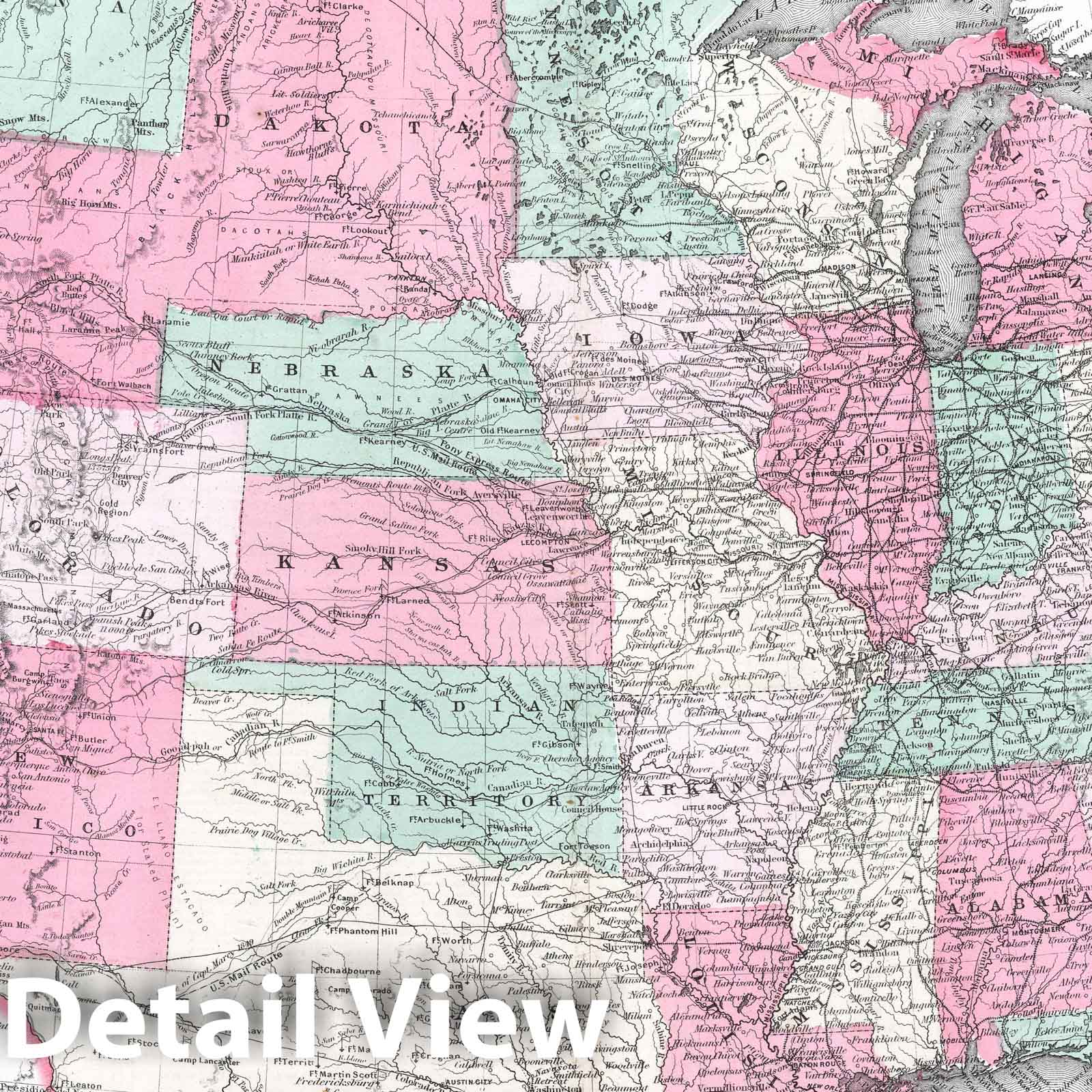 United States of America - Boundary Map, 1865 - Historical Map Print
