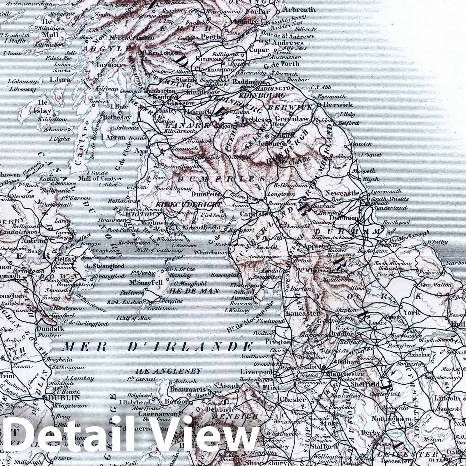 British Isles, 1882 - Historical Map Print from French Military Atlas