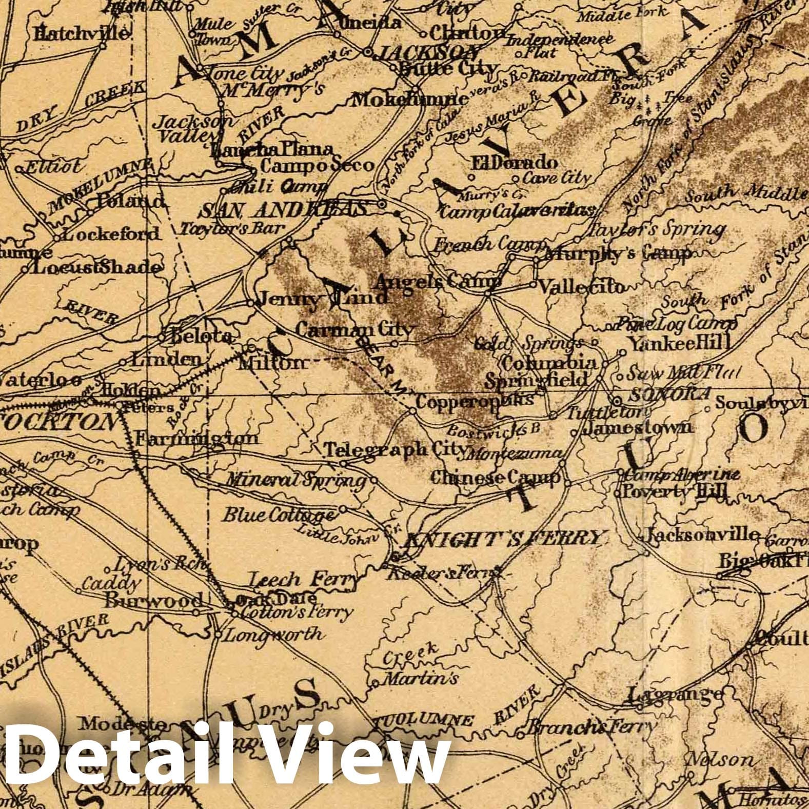 San Francisco to Yosemite Valley - Geologic Map, 1872