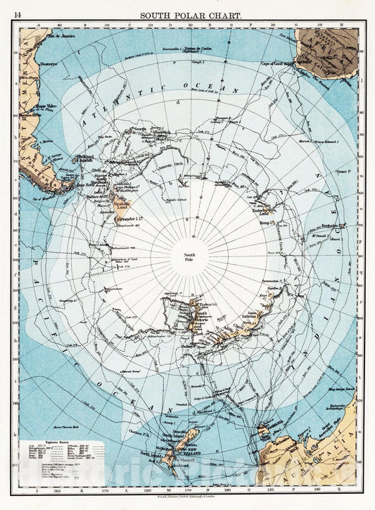 Historic Map : 1906 South Polar Chart. - Vintage Wall Art