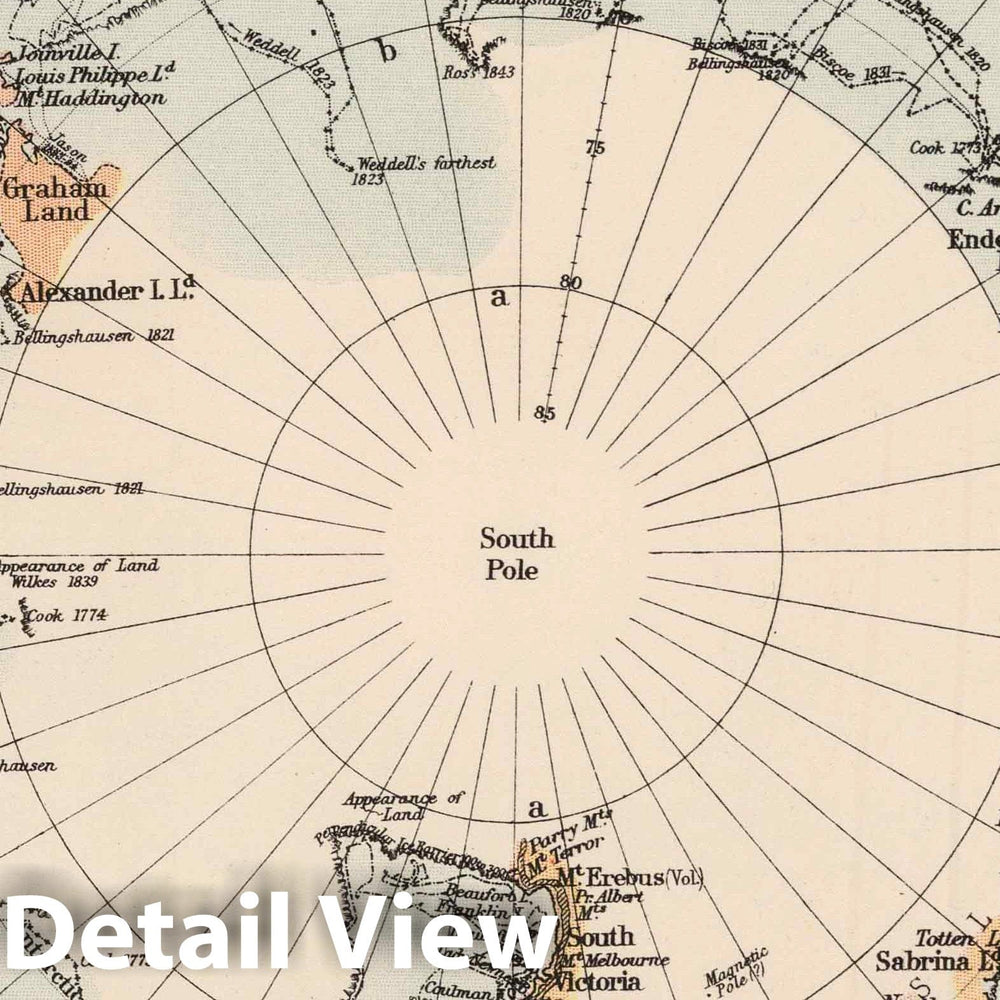 Historic Map : 1906 South Polar Chart. - Vintage Wall Art