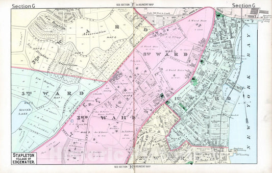 Historic Map : 1887 Section G. Stapleton, Village of Edgewater. (Staten Island, New York). - Vintage Wall Art