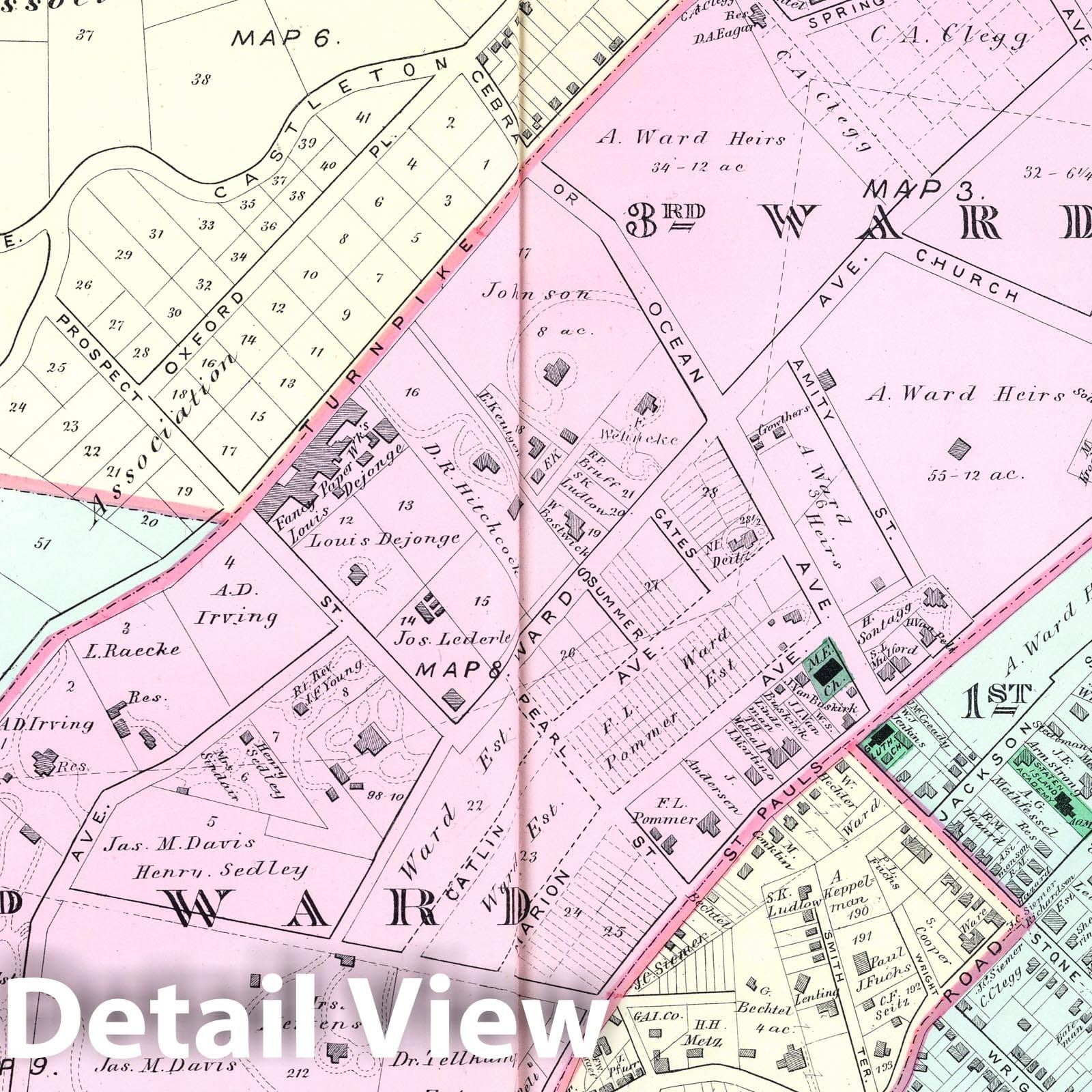 Historic Map : 1887 Section G. Stapleton, Village of Edgewater. (Staten Island, New York). - Vintage Wall Art