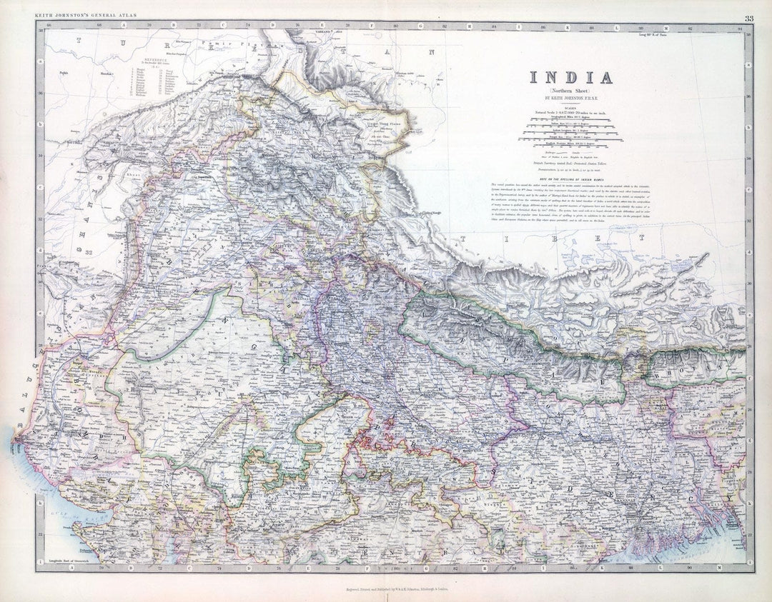 Historic Map : 1893 India (northern sheet). - Vintage Wall Art
