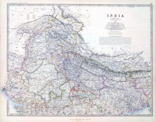 Historic Map : 1893 India (northern sheet). - Vintage Wall Art
