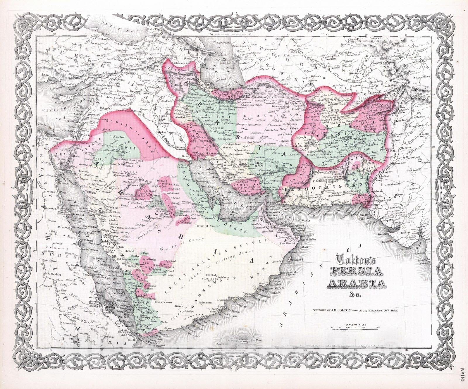 Historic Map : 1865 Persia Arabia. - Vintage Wall Art