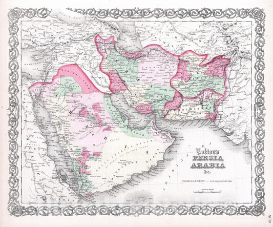 Historic Map : 1865 Persia Arabia. - Vintage Wall Art