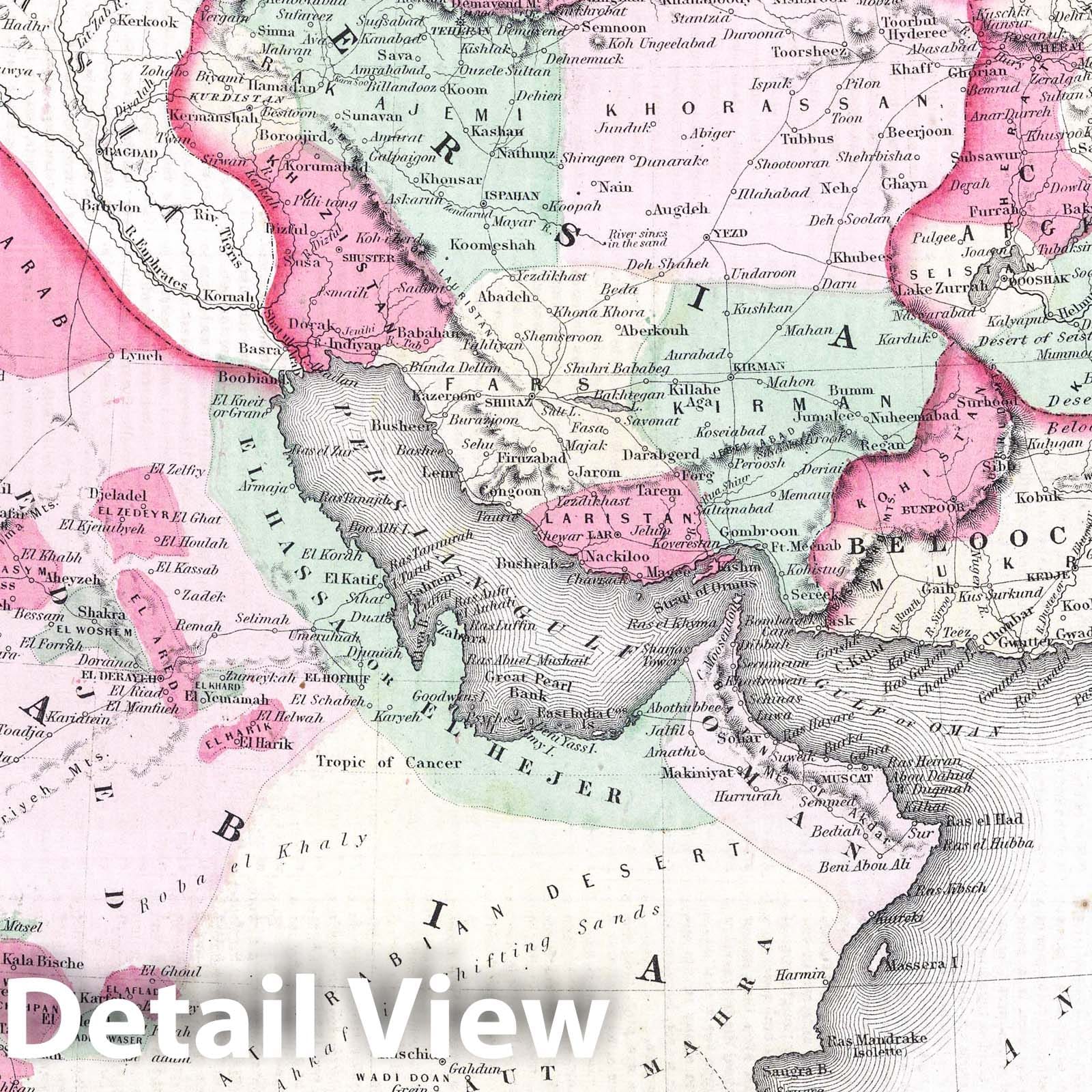 Persia, Arabia, Afghanistan & Oman - 1865 Historical Map Print