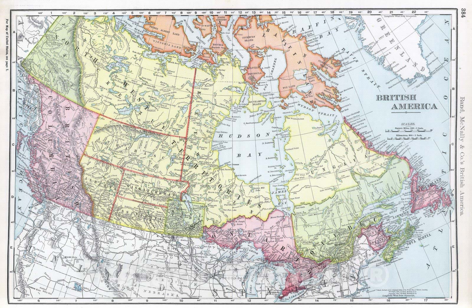 Historic Map : National Atlas - 1903 British America. - Vintage Wall Art