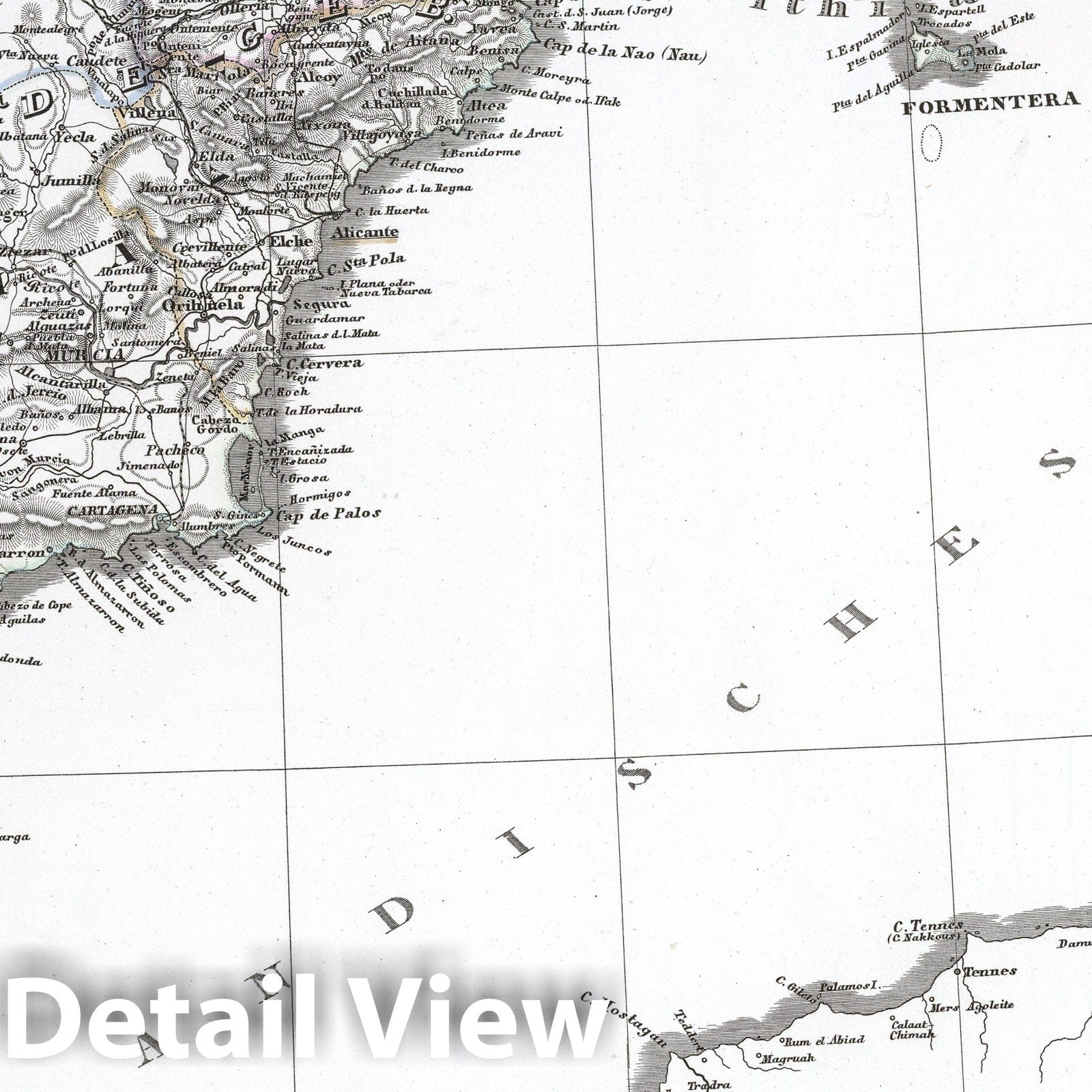Spain and Portugal, 1865 - Historical Map Print from Stieler's Hand Atlas