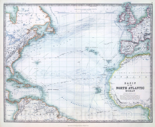 Historic Map : 1893 North Atlantic Ocean. - Vintage Wall Art