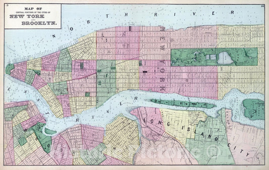Historic Map : 1873 New York City and Brooklyn. Long Island. - Vintage Wall Art
